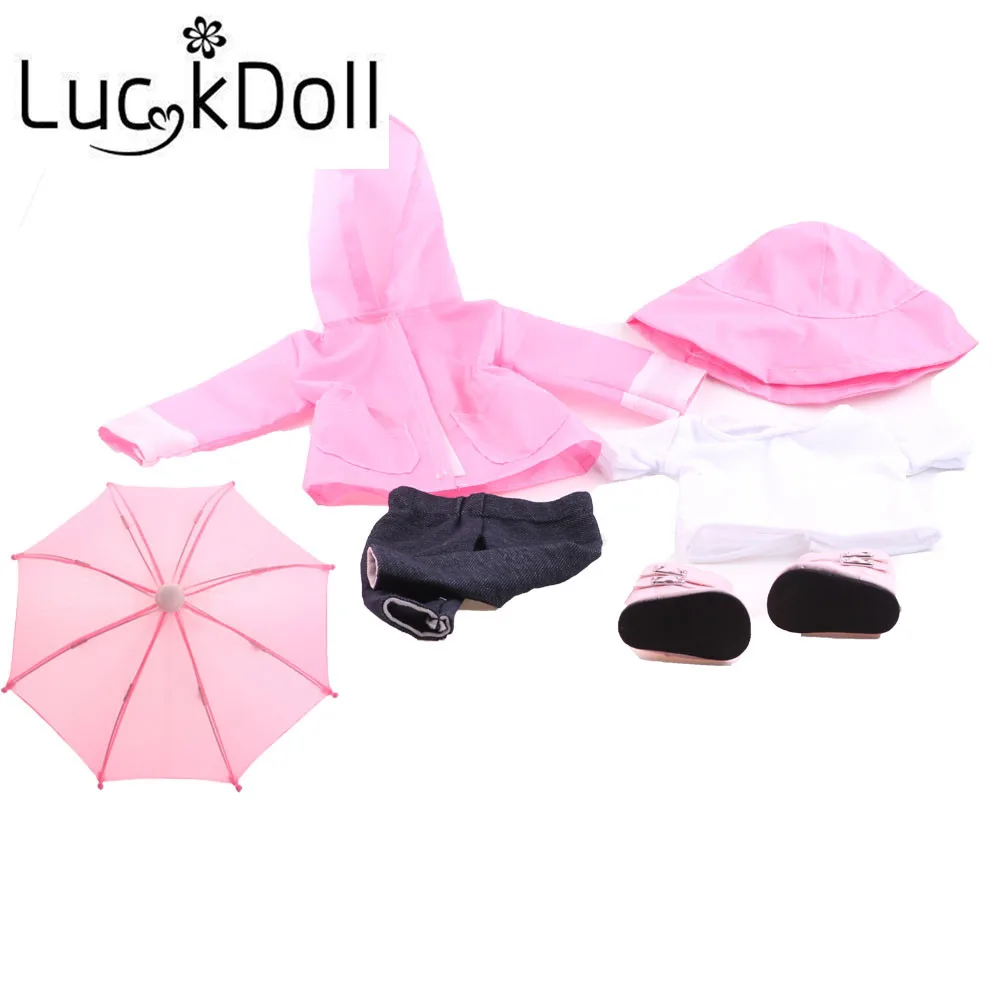 LUCKDOLL костюм дождя из шести предметов для 18 дюймовых американских кукол