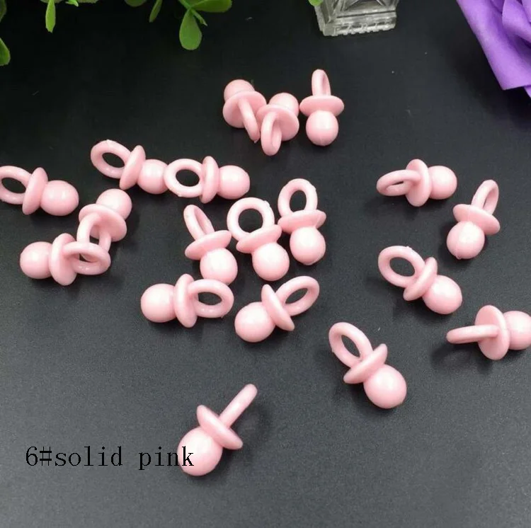 6 solid pink Мини-Соска-пустышка с конфетти, Рассыпчатая бусинка для соски, Подарочная коробка, украшение для вечеринки в честь Дня рождения ребенка, украшение стола, сделай сам, Wh - Цвет: 6 solid pink