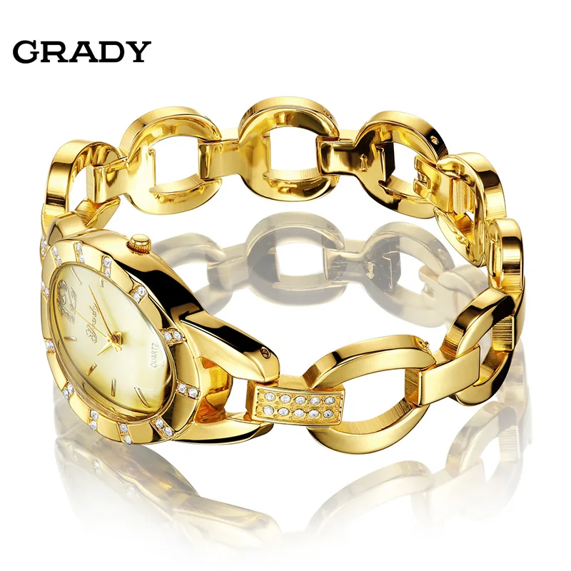Grady модные золотые женские часы с золотым циферблатом Женские часы 3 цвета кварцевые часы