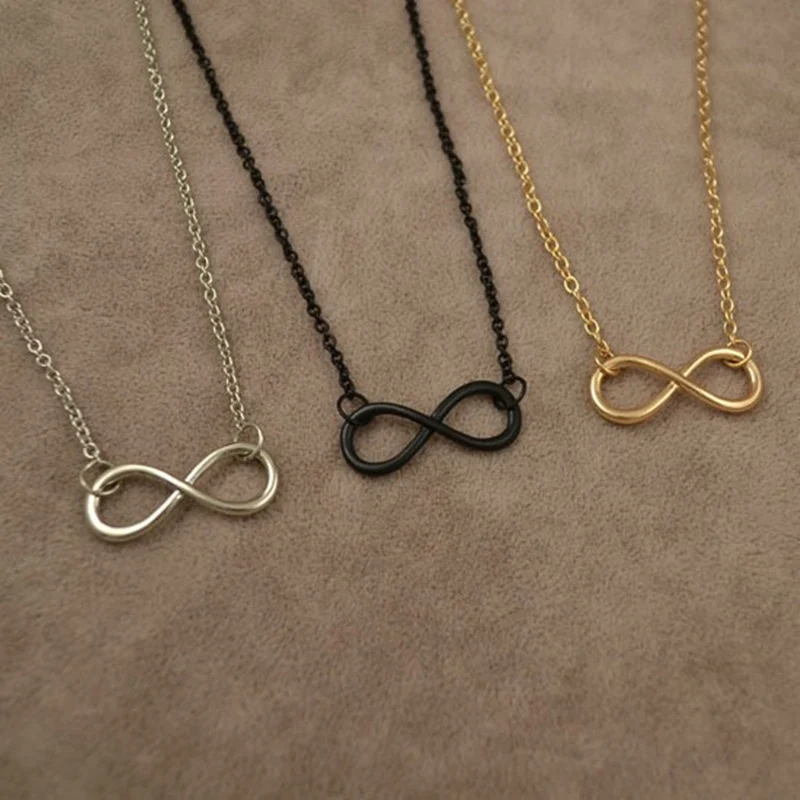 

New Sales Fashion Luxury Charm Alloy Chain Infinity Pendant Necklace Jewelry Woman 8 Word Necklace