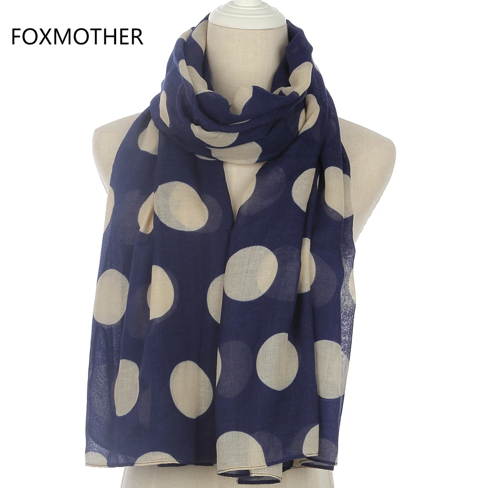 FOXMOTHER/Новый женский модный черный красный темно синий шарф в горошек|polka dot scarf|dot