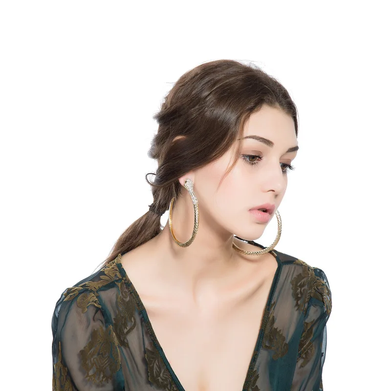 Женские серьги кольца Zricon с животным дизайном ALW большие в форме змеи модные