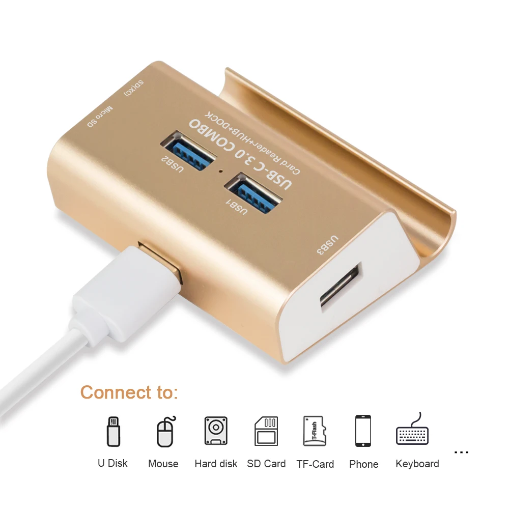 Новый алюминиевый USB-C 3 0 концентратор с портами концентратор/док-станция/TF SD
