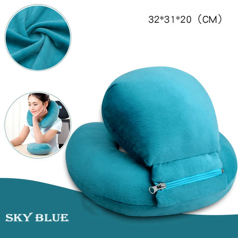 Sky Blue PP Хлопок u-образная дорожная подушка для самолета подушка для шеи офисная автомобильная Массажная подушка самолет поддержка сна шейки мягкие подушки - Цвет: Sky Blue
