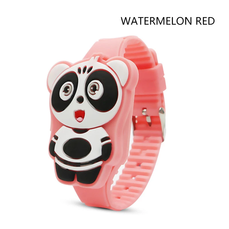 Reloj Infantil откидная крышка 3D Медведь Мультфильм цифровые часы для детей электронные детские часы резиновые для мальчиков и девочек часы для детской - Цвет: Watermelon Red