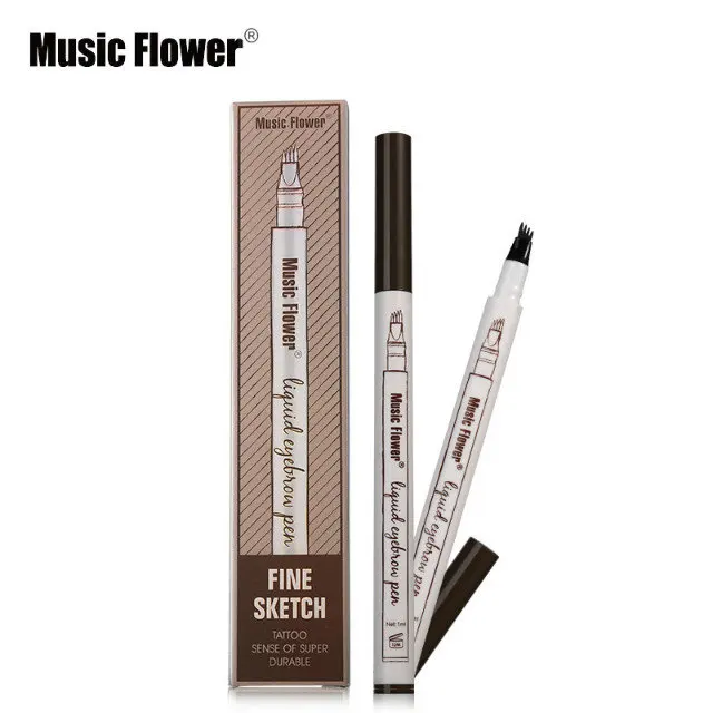 Горячая Распродажа! Music Flower жидкая подводка для бровей ручка тонкой эскиз 4 головки Водонепроницаемый вилка наконечник брови татуировки ручка карандаш для бровей X завивания ресниц