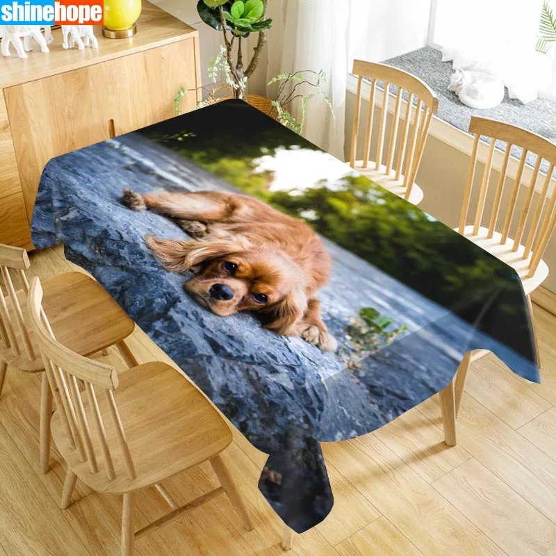 Custom Cocker Spaniel Table Cloth Oxford Print Rectangular Waterproof Oilproof Animals Cover Wedding Tablecloth | Дом и сад