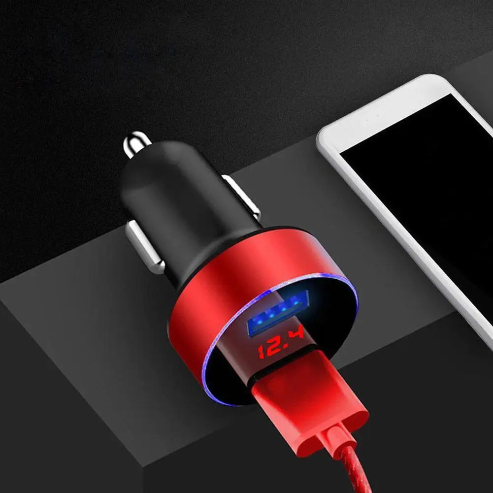 Двойной USB Автомобильное зарядное устройство 3.1A 5 в светодиодный дисплей 2 порта прикуривателя адаптер быстрой зарядки для iPhone samsung универсальный