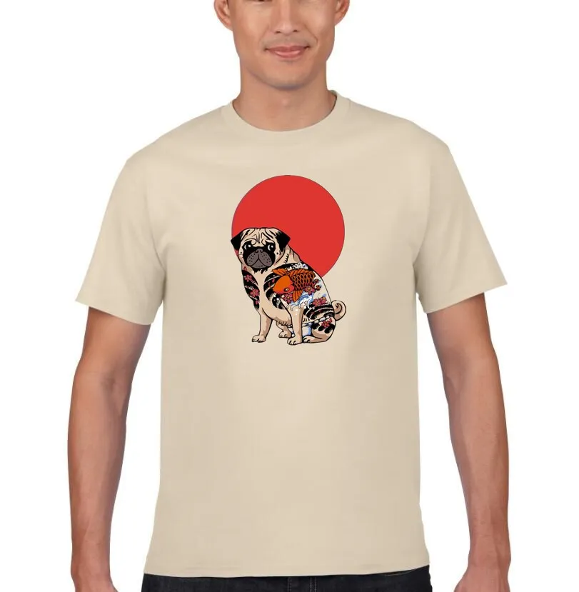 Модные Yakuza Мопс мужские футболки с коротким рукавом повседневные топы