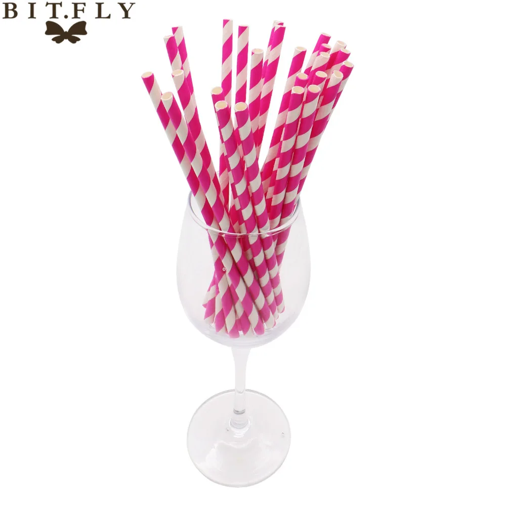 25 шт. бумажные соломинки для питья в полоску вечеринки свадьбы украшения детей