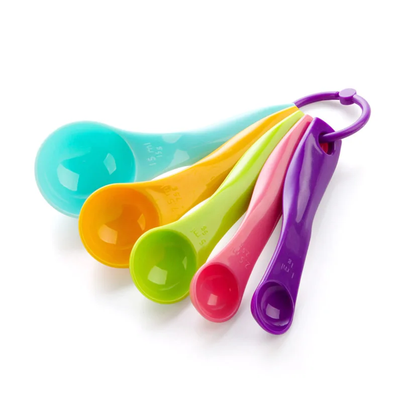 Высокое качество 5 шт./компл. красочные мерные ложки пластик (1/2 5/5/7 5/15 мл) для