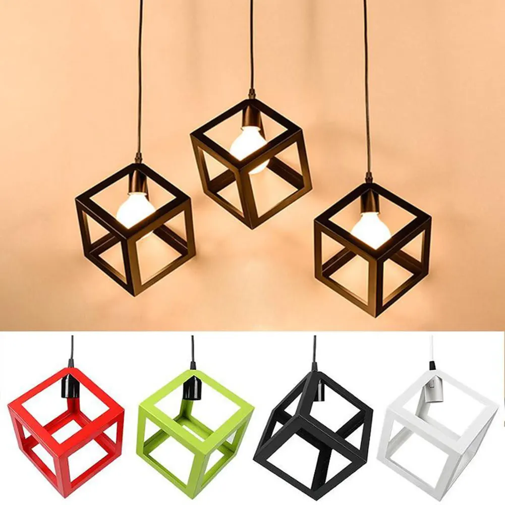 

Hanging Light Square Lampshade E27 Bulb Retro Ceiling Light Fitting Lamp Guard Wire Cage Lamp Cover Lamp shades Chandelier