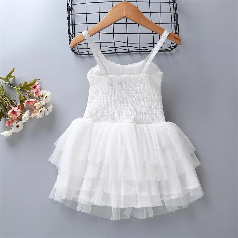 Christmas Girls Swan Flamingo Wings Dress Children White Princess Dress for Wedding Kids Embroidered Tulle Ballet Tutu Dress