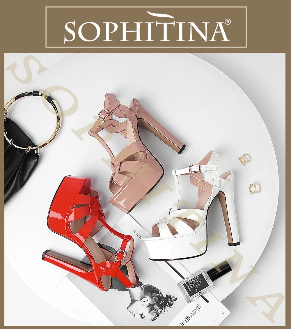 SOPHITINA модные Водонепроницаемый удобные сандалии на платформе Высокое качество Женская из телячьей кожи обувь Лидер продаж толстая Сандалии на каблуке MO171