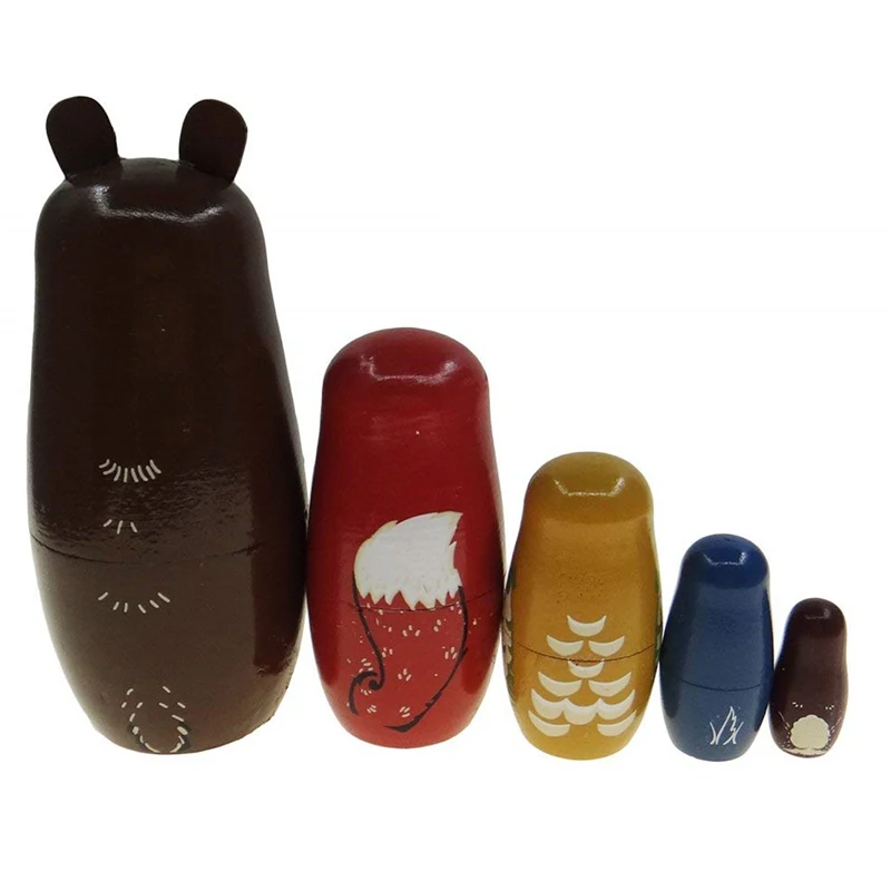 5 шт./компл. деревянные медвежонки Сова кролик узор Матрешка куклы милые животные