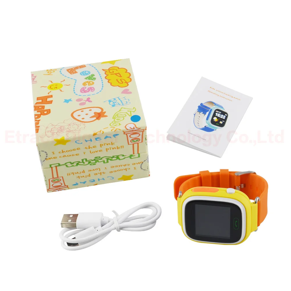Orange with box Gps трекер Q90 умные часы с сенсорным экраном Wi-Fi позиционирование Детские умные наручные часы локатор PK Q50 Q60 для детей безопасный анти-потеря - Цвет: Orange with box