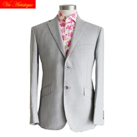 custom tailor made mens bespoke suits business formal wedding ware 2 pieces unlined jacket coat pant grey plaid wool winter