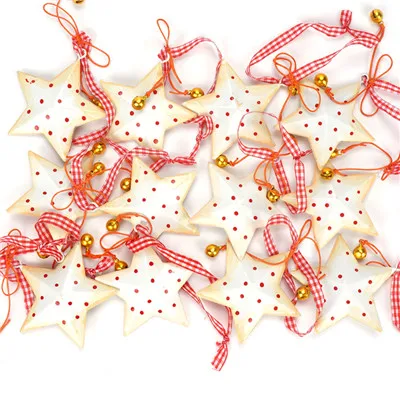 12pcs white Рождественские украшения для дома, 12 шт., винтажная металлическая Рождественская звезда с маленьким колокольчиком, Рождественская елка, украшение, Счастливого Рождества - Цвет: 12pcs white