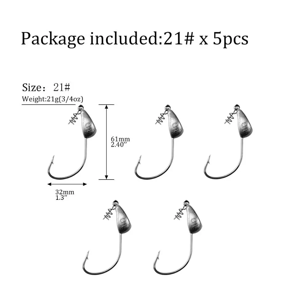 5pcs 21g Рыболовные крючки, 5 шт./лот, 3,5 г, 5 г, 7 г, 10 г, 15 г, 18 г, 21 г - Цвет: 5pcs 21g