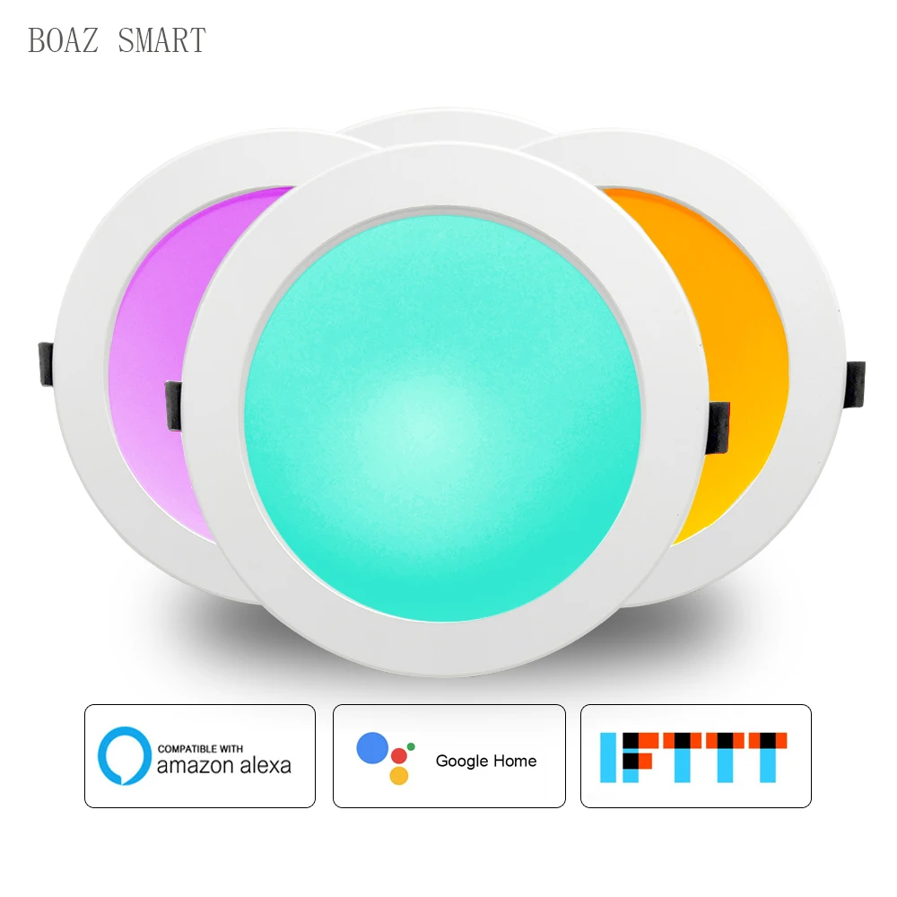 2 шт. 6 дюймов ЕС адаптер spot ledWarm белый RGBCW Wifi Смарт Светодиодный светильник Голосовое управление с помощью Alexa затемнения люстра лампа