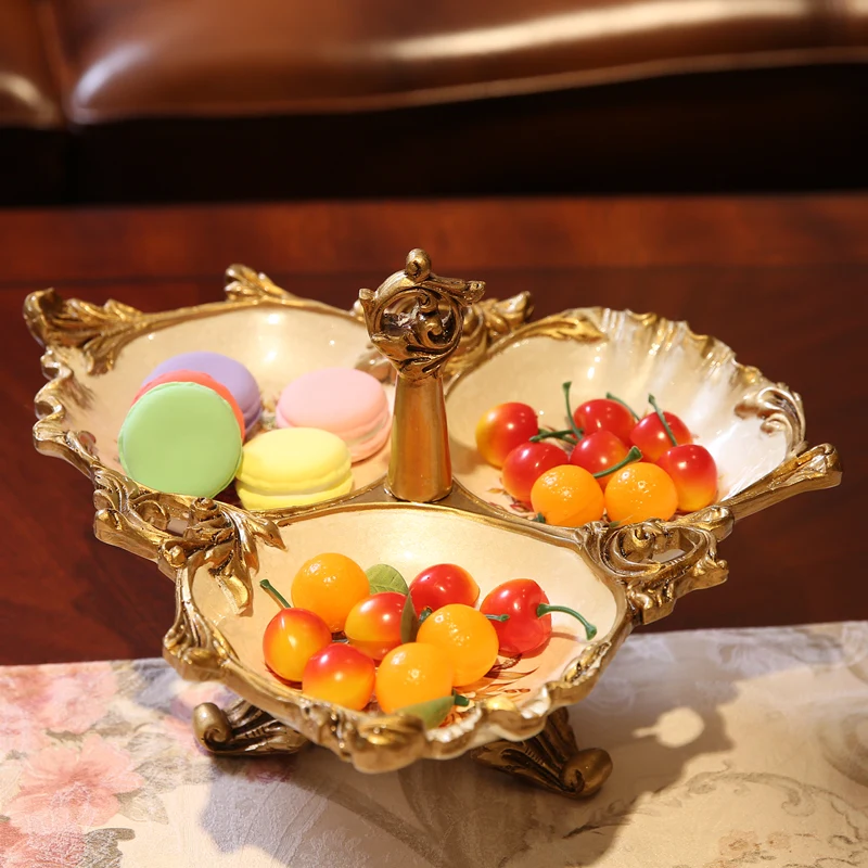

of European retro decorative three lattice Home Furnishing compote practical fruit plate decoration housewarming gift
