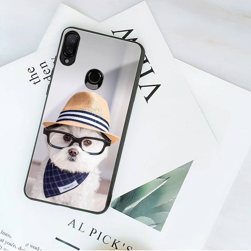 Redmi Note 7 Pro чехол Mofi для Xiaomi Чехол стекло Жесткий Mi A2 6X Mi8 Lite Mi9 кошка собака милый |