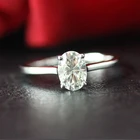Обручальное кольцо с муассанитом женское, уникальное обручальное кольцо из белого золота 14 к, 5 х7 мм, Овальной Огранки 1,0 карата