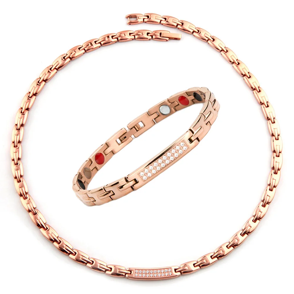 rose gold(5in1) 38 модные ювелирные изделия, полностью чистый 99.9% Германий 316L, нержавеющая сталь, розовое германий, золотой браслет, ожерелье, браслеты, ювелирные изделия - Окраска металла: rose gold(5in1)