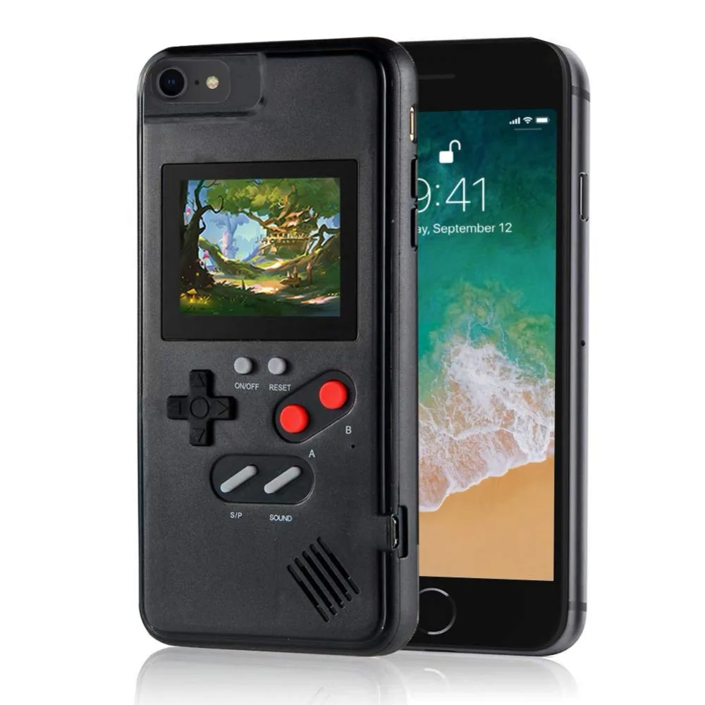 Полноцветный дисплей игровой чехол для телефона iPhone X Xs Max XR 7 8 6 6 S Plus ручной 3D Ретро Чехол Gameboy с 36 маленькими играми