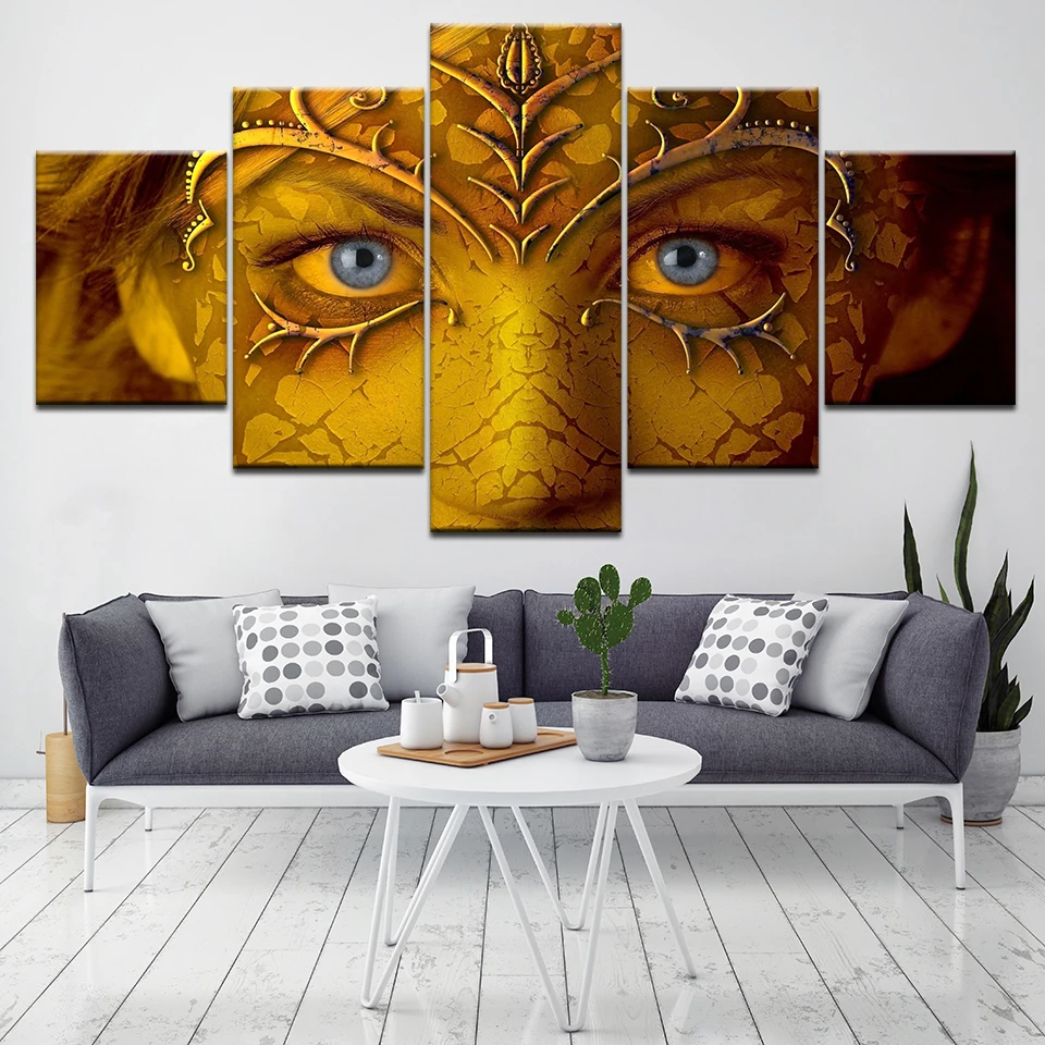 5 шт. настенные картины с голубыми глазами для гостиной | Дом и сад