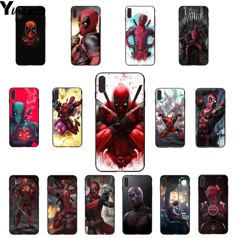 Yinuoda Marvel Deadpool черный ТПУ мягкий резиновый чехол для телефона iPhone X XS MAX 6 6S 7 7plus 8 8Plus 5