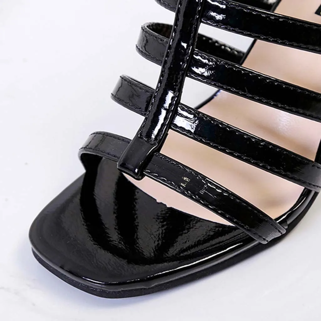 Женские сандалии на квадратном каблуке с открытым носком в римском стиле ретро