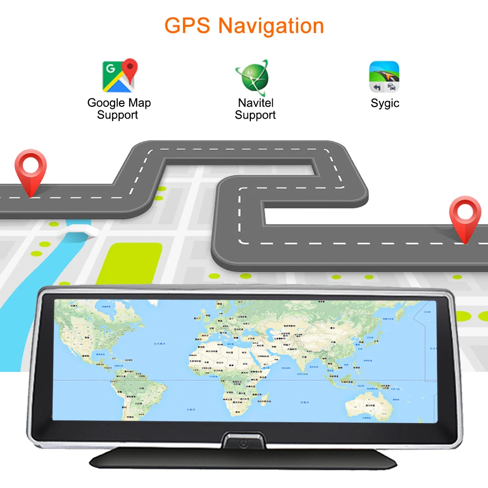 Bluavido 8 дюймов Автомобильный видеорегистратор 4G Android GPS навигация ADAS FHD 1080P ночного