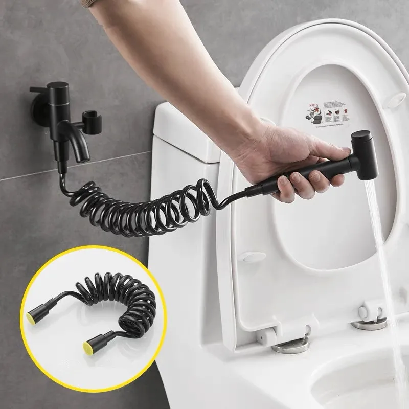 Смеситель для биде в ванной комнате с горячей и холодной водой черный душ