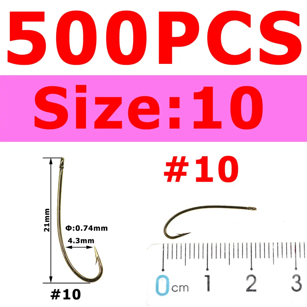 500pcs size 10 Wifreo 500 шт. 3XL длинный хвостовик Nymph и наземный сухой мухобойка стимулятор Stonefly Nymph мухобойка крюк Размер 8 10 12 14 16 - Цвет: 500pcs size 10