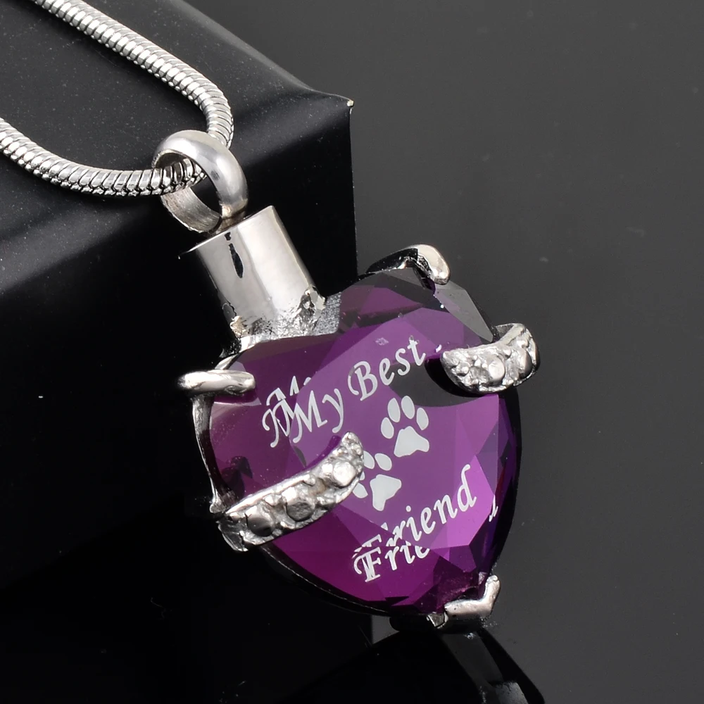 Hold Love Memorial Jewelry Pet Dogs кошки персик/фиолетовый горный хрусталь урна в виде сердца