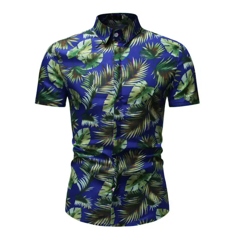 HZ17 Мужские Гавайские рубашки мужские повседневные Camisa Masculina печатные пляжные рубашки мужская рубашка навыпуск с ярким рисунком короткий рукав Летняя Праздничная рубашка - Цвет: HZ17