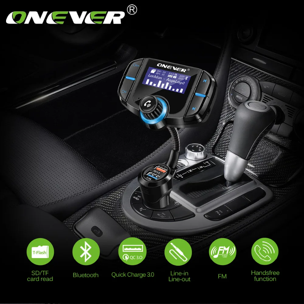 ONEVER FM передатчик Bluetooth Автомобильный MP3 плеер модулятор с qc3.0 Dual USB Автомобильное
