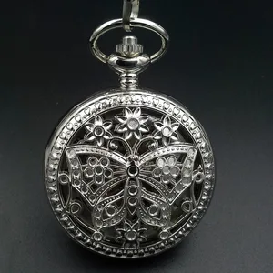 Часы с серебристым украшением ожерелье мужские очаровательные часы ювелирные изделия Часы Механические карманные часы мужские военные на цепочке подарок