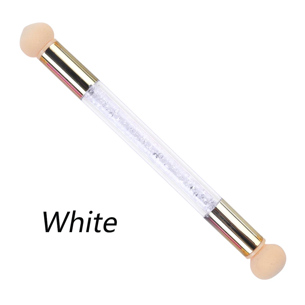 White 1 шт. моющийся спонж щетка для ногтей съемная ручка двойная головка Стразы градиентный Цветущий многоразовый инструмент для маникюра BE945 - Цвет: White