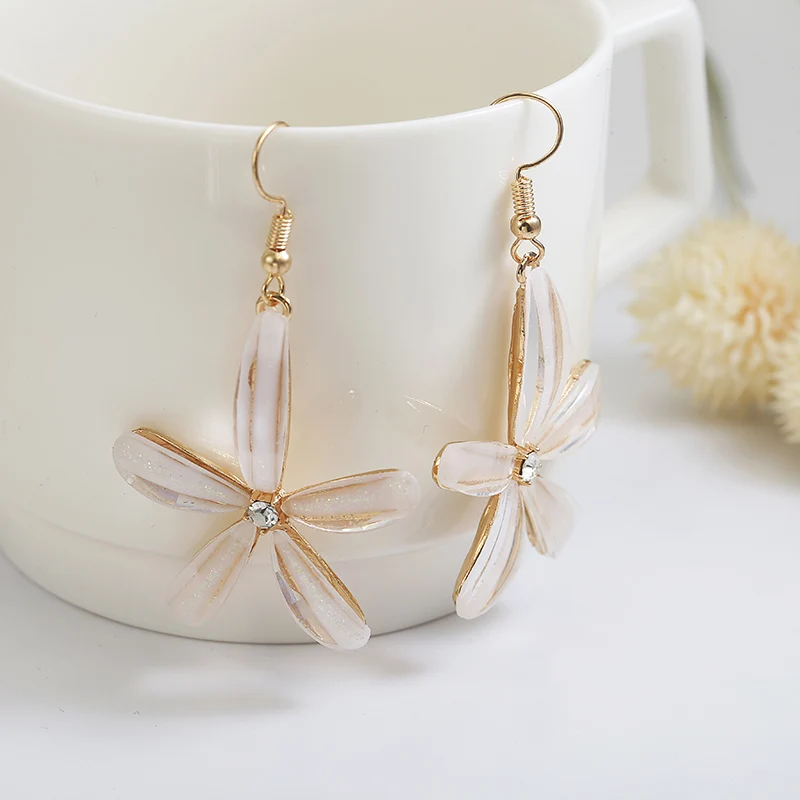 Женские серьги в виде цветка черно белые подвески Корейском стиле оптовая