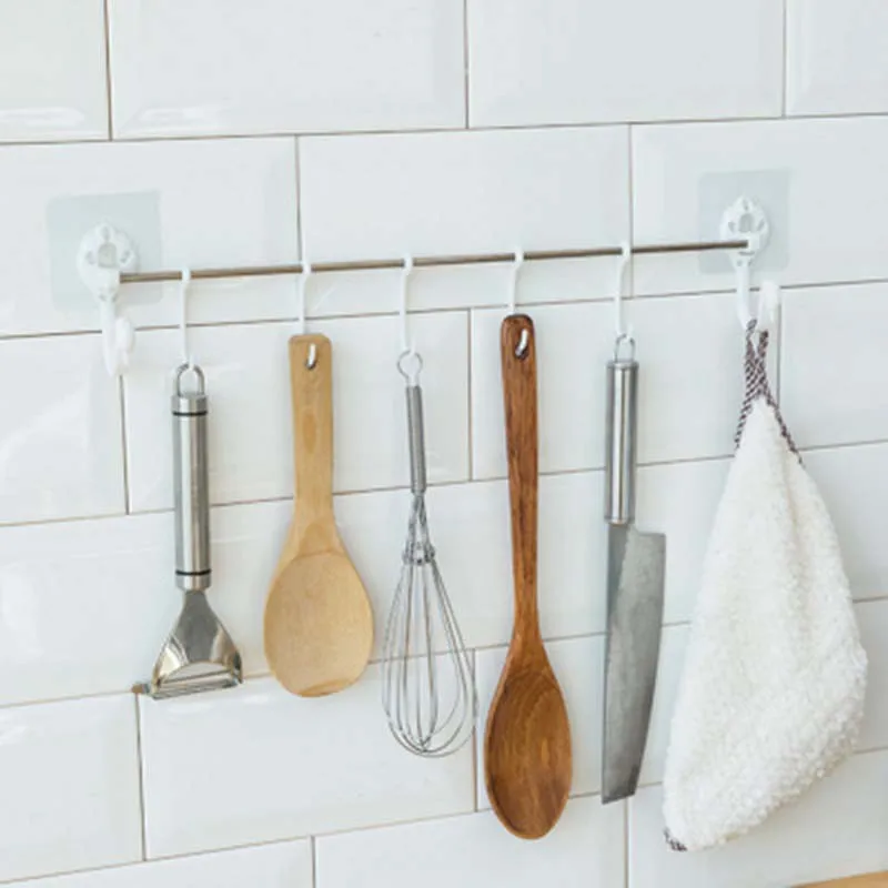 Многофункциональные Бесплатные пробивные 7 ряд крючков крючки для кухни и ванной