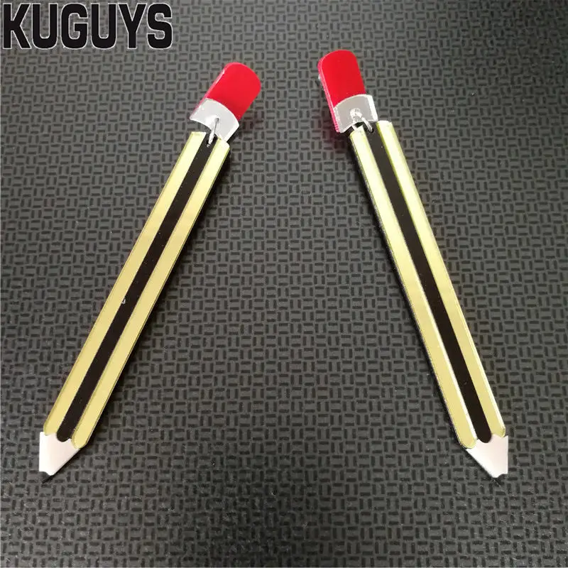KUGUYS 11cm Long Women's Pencil Drop Earrings HipHop Rock Hyperbole Fashion Gold Mirror Jewelry | Украшения и аксессуары