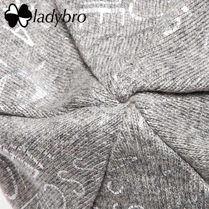 Женская шапка Ladybro осенне-зимняя Шерстяная Шапка-бини с буквенным принтом
