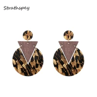 strathspey leopard acrylic earrings tortoiseshell earring triangle wooden earrings for women geometric fashion jewelry