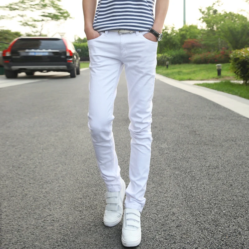

Small Stretch White Men Jeans 27-36 Youth Fashion Casual Male Cotton Trousers Slim Elegant Pantalones Hombre