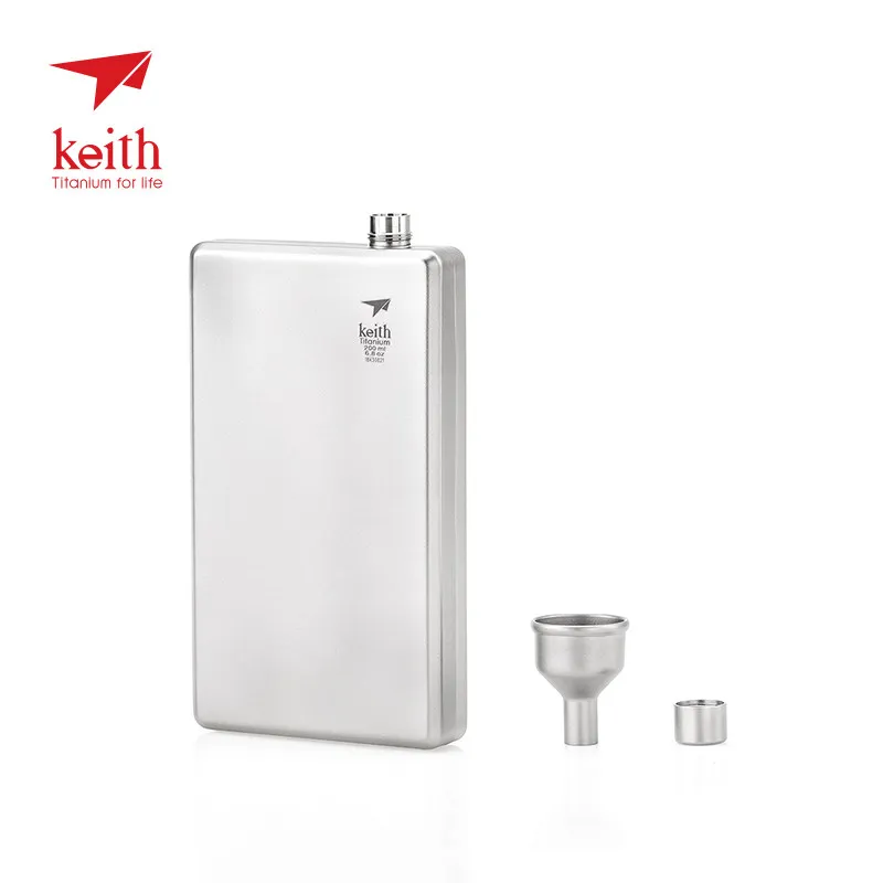 Ti9307(200ml) Keith титановая фляжка, кувшин, портативный винный горшок для виски, спортивный кувшин, чистый титановый винный горшок с воронкой, походная посуда - Цвет: Ti9307(200ml)