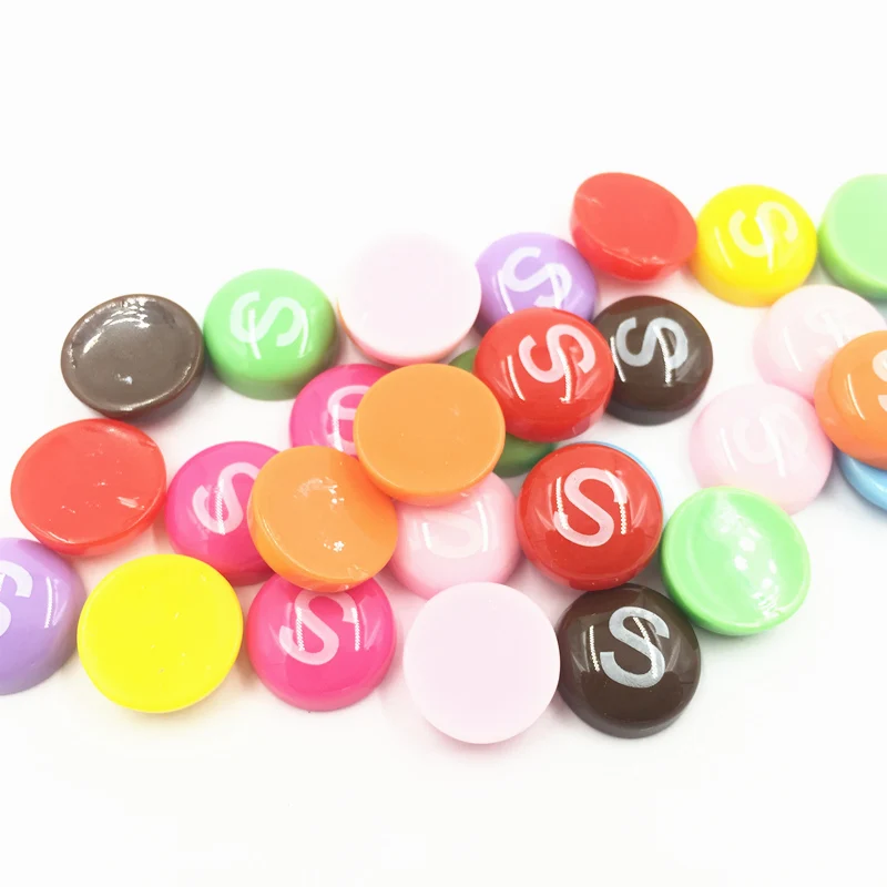 

50Pcs Cameo Cabochon Decoration S Word Candy Shape Round Mixed Fashion Jewelry DIY Findings 14mm
