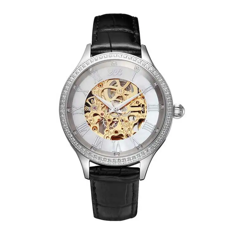 Princess Butterfly Watch автоматические часы женские наручные с римскими цифрами и бабочками, Кварцевые водонепроницаемые механические с кожаным циферблатом - Цвет: HL587LB