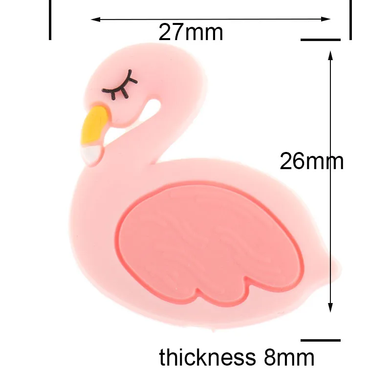 FKISBOX-Cuentas de Silicona para dentici&oacute;n de 20 piezas, collar de dentici&oacute;n de cisne masticable para beb&eacute;, Cuentas de flamenco, cadena de chupete artesanal, Cuentas de Silicona-5